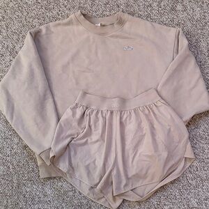 ALO Yoga Tan Athletic sweat shirt and shorts set - sold together
